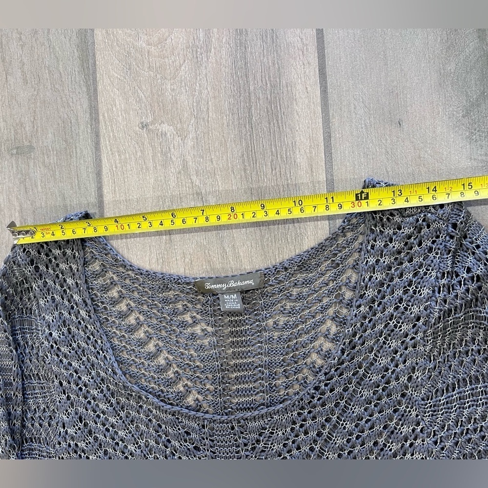 Tommy Bahamas Grey Cotton/Nylon/Linen Blend Crochet Midi Summer Beach Dress M - Picture 6 of 9
